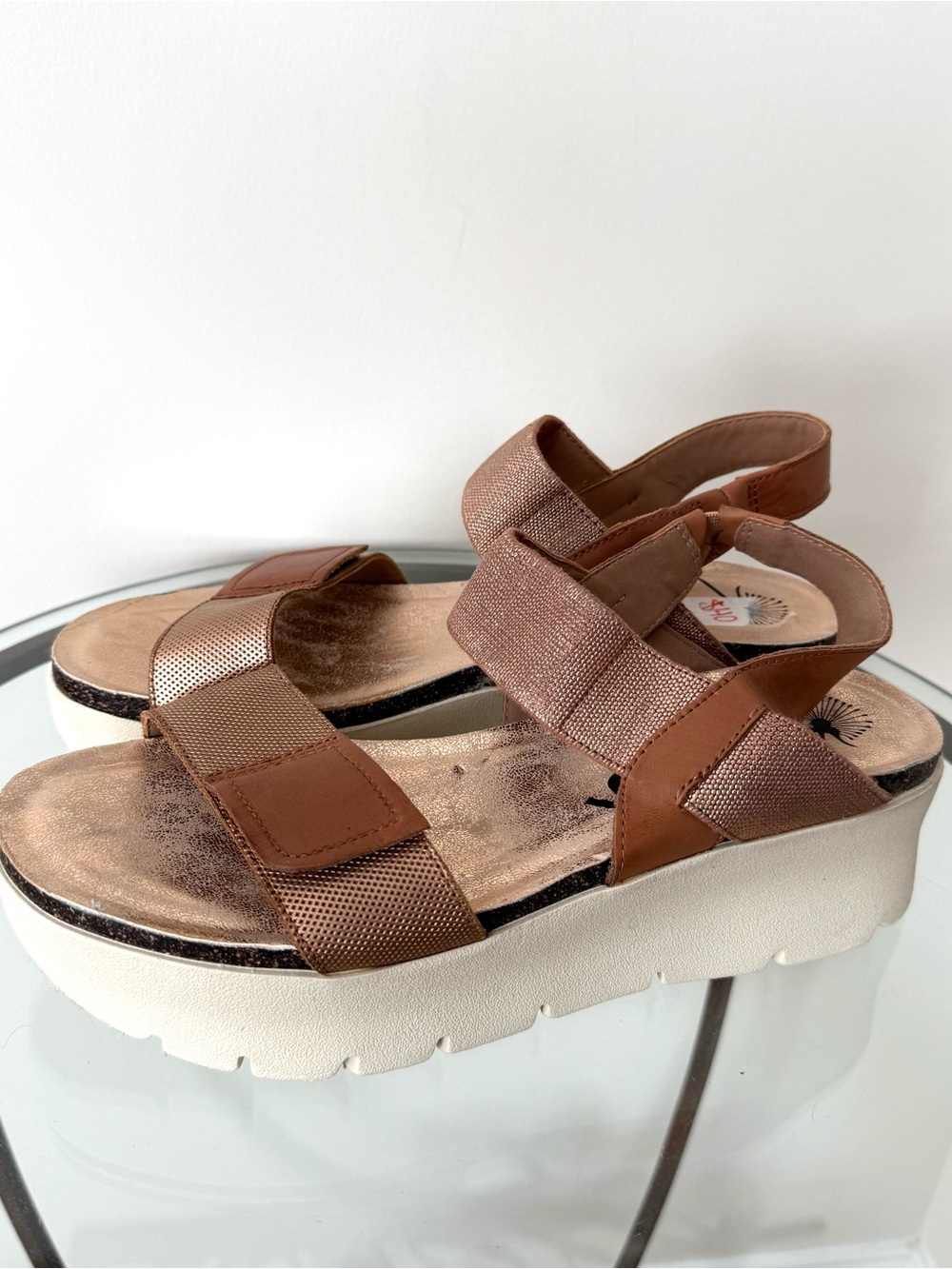 OTBT Tan-Brown Platform Sandals with White Sole